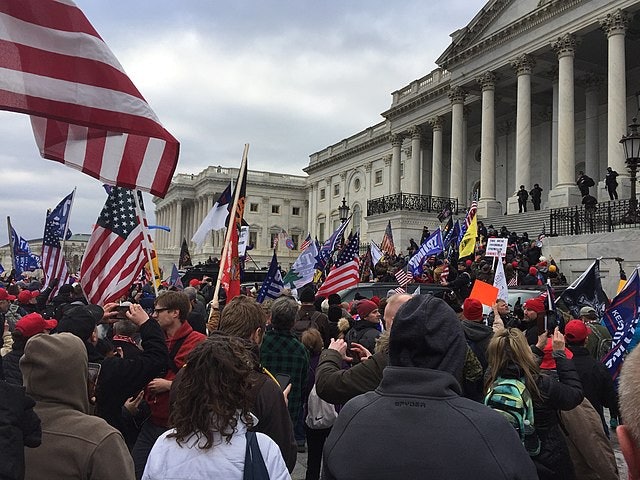 Crowd of Trump supporters marching on the US Capitol on 6 January 2021 